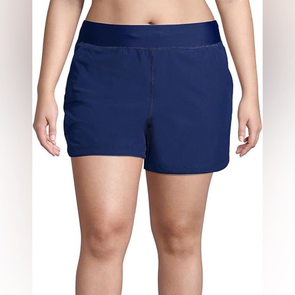 Lands' End Women's 5" Quick Dry Elastic Waist Board Shorts Swim Cover-up Shorts
